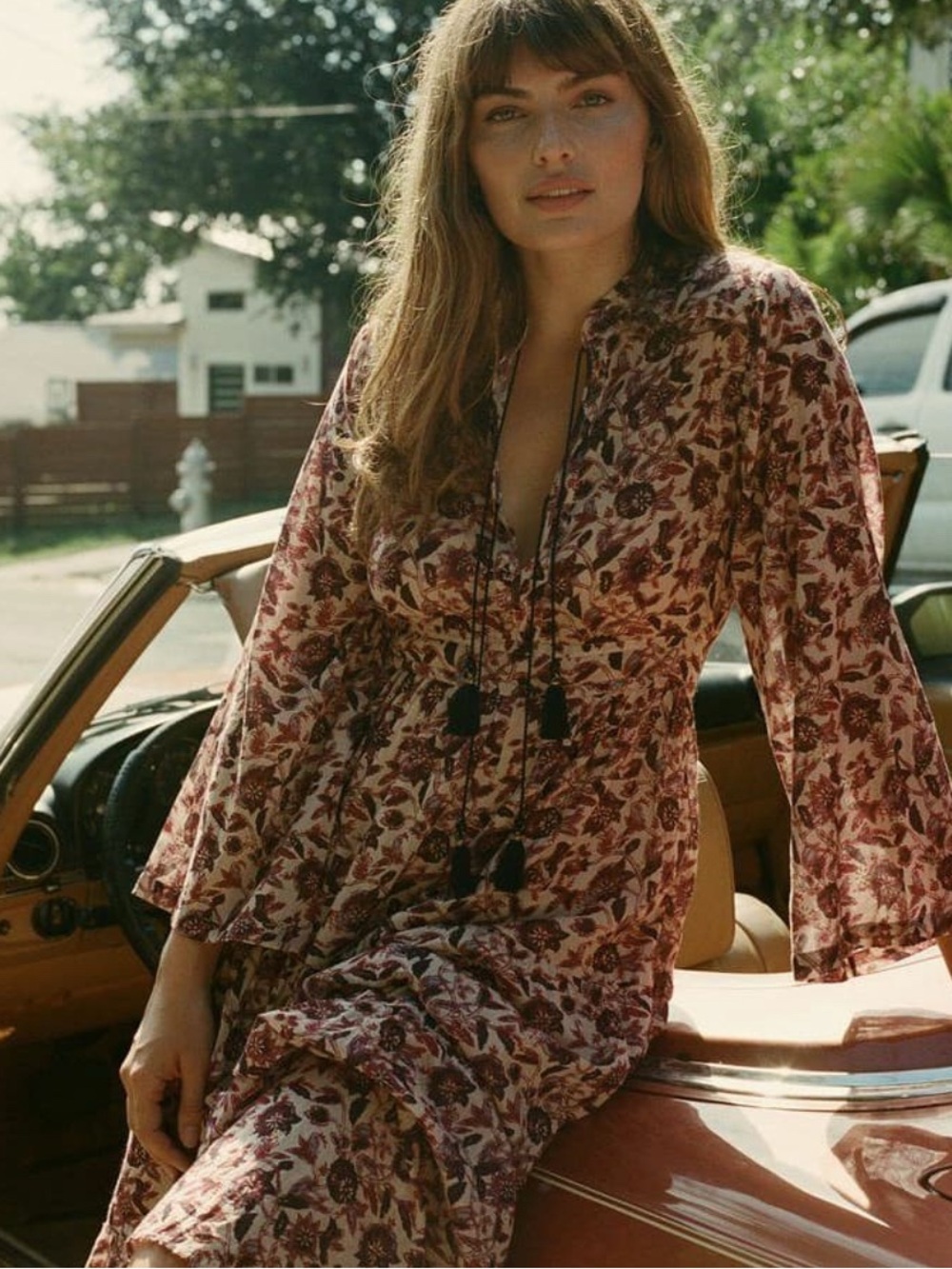 DÔEN Prem Dress in Plum Multi. Size XS